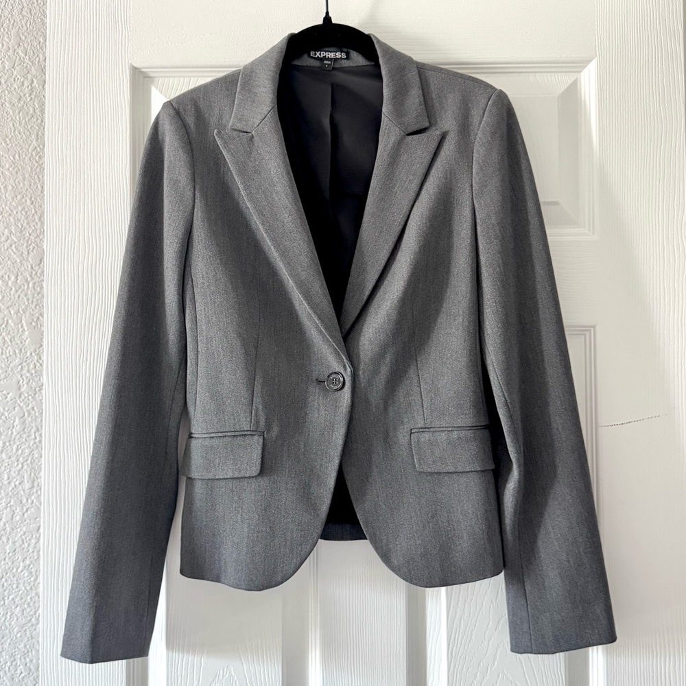 Express Women's Light Gray Suit Jacket